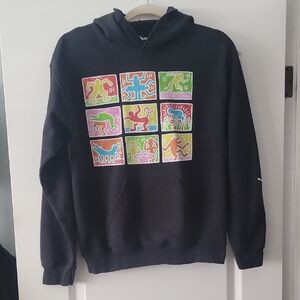 Keith Haring Black Hoodie with Colorful Graphic